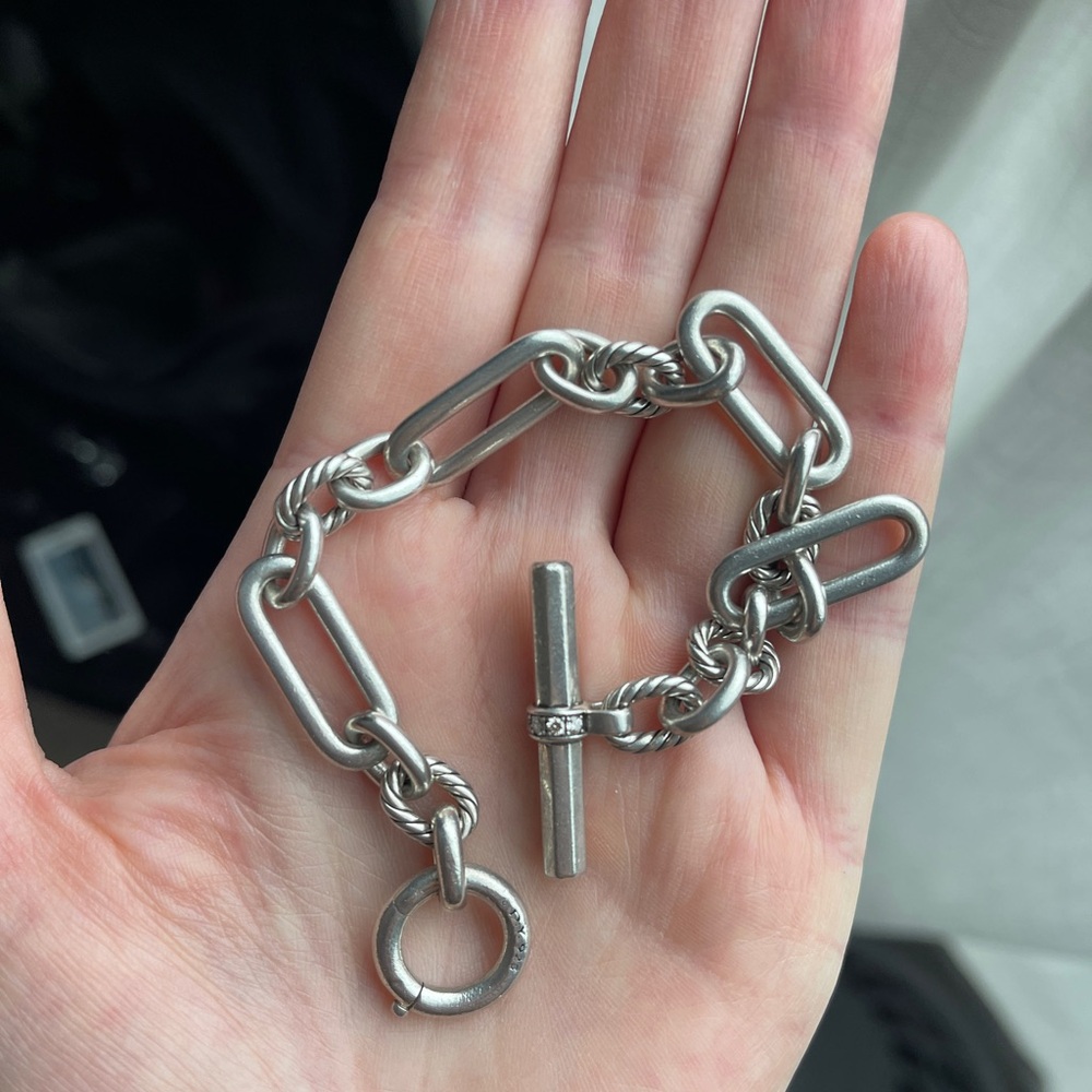 David Yurman Lexington Sterling Silver Bracelet with Pave diamonds - Picture 2 of 10